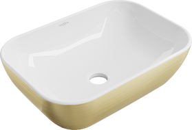 Mexen Rita lavabo sur plan 45 x 32 cm, blanc/lignes dorées - 21084553