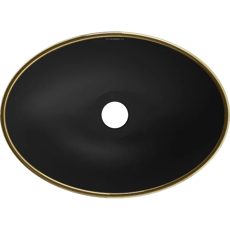 Mexen Elza Aufsatzwaschbecken 40 x 33 cm, schwarz matt/goldener Rand - 21014025