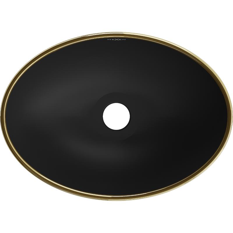 Mexen Elza lavabo sobre encimera 40 x 33 cm, negro mate/borde dorado - 21014025