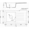 Mexen Pablo granitische spoelbak 1-kommer met afdruiprek 752 x 436 mm, zwart, sifon chroom - 6510751010-77