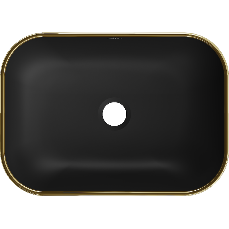 Mexen Rita lavabo de encimera 45 x 32 cm, negro mate/dorado patrón de cuadrícula - 21084579