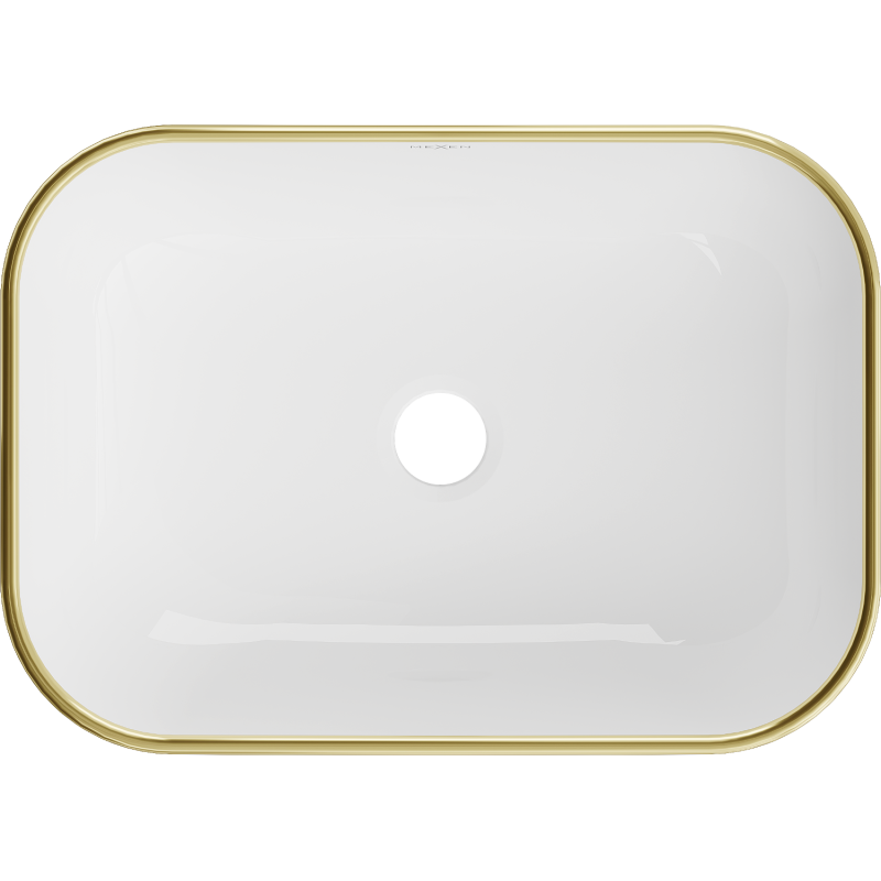 Mexen Rita lavatório de bancada 45 x 32 cm, branco/orlado de ouro - 21084505