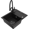 Mexen Enzo lavello da cucina in granito 1-vasca con sgocciolatoio e miscelatore Duo, nero - 6506-77-671701-70-B