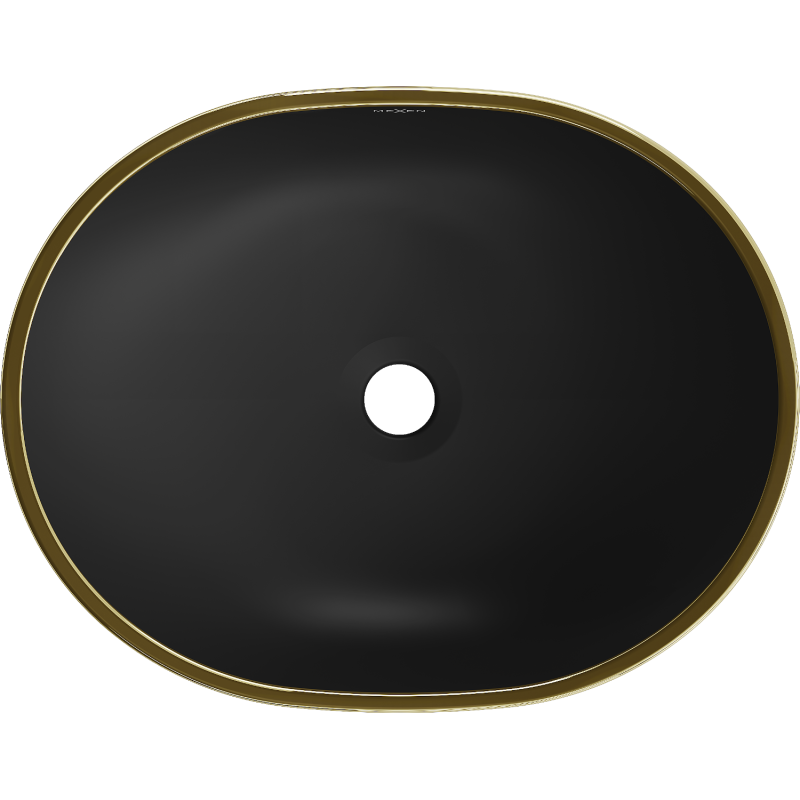 Mexen Viki lavatório de bancada 48 x 35 cm, preto mate/padrão xadrez dourado - 21054879