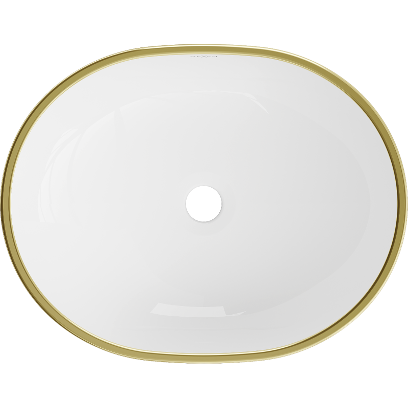 Mexen Viki countertop sink 48 x 35 cm, white/gold check pattern - 21054809