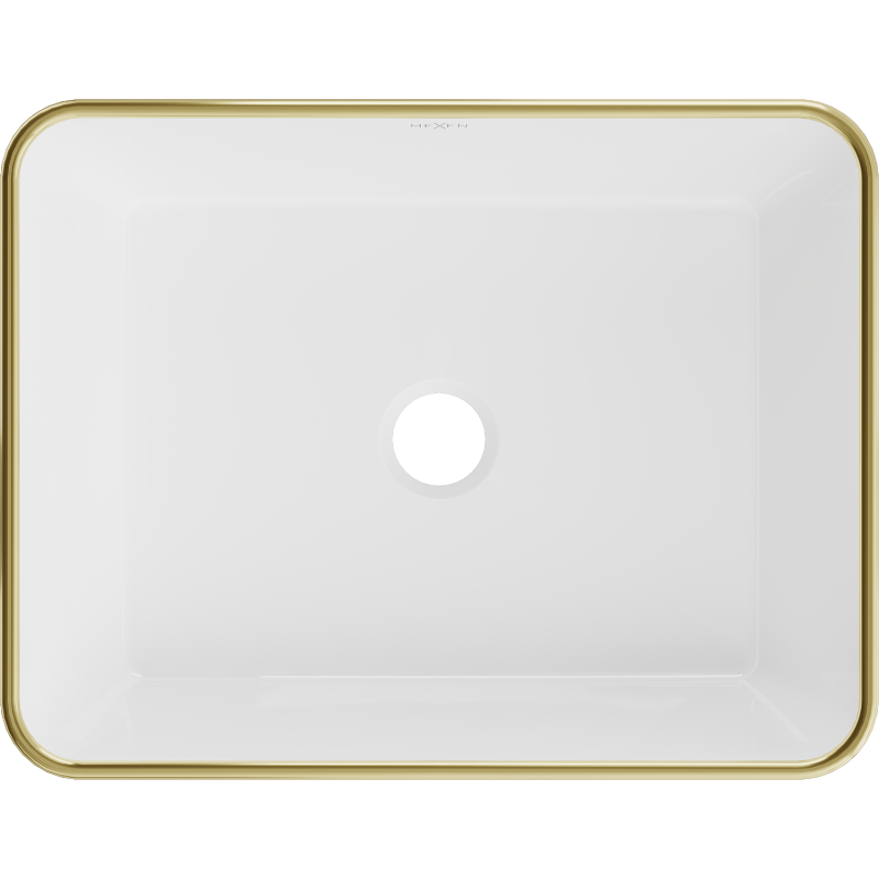 Mexen Catia lavabo da appoggio 48 x 37 cm, bianco/oro motivo a griglia - 21314809