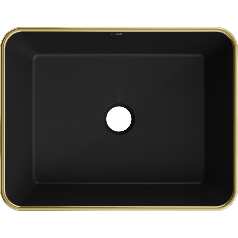 Mexen Catia Aufsatzwaschbecken 48 x 37 cm, schwarz matt/goldener Rand - 21314875