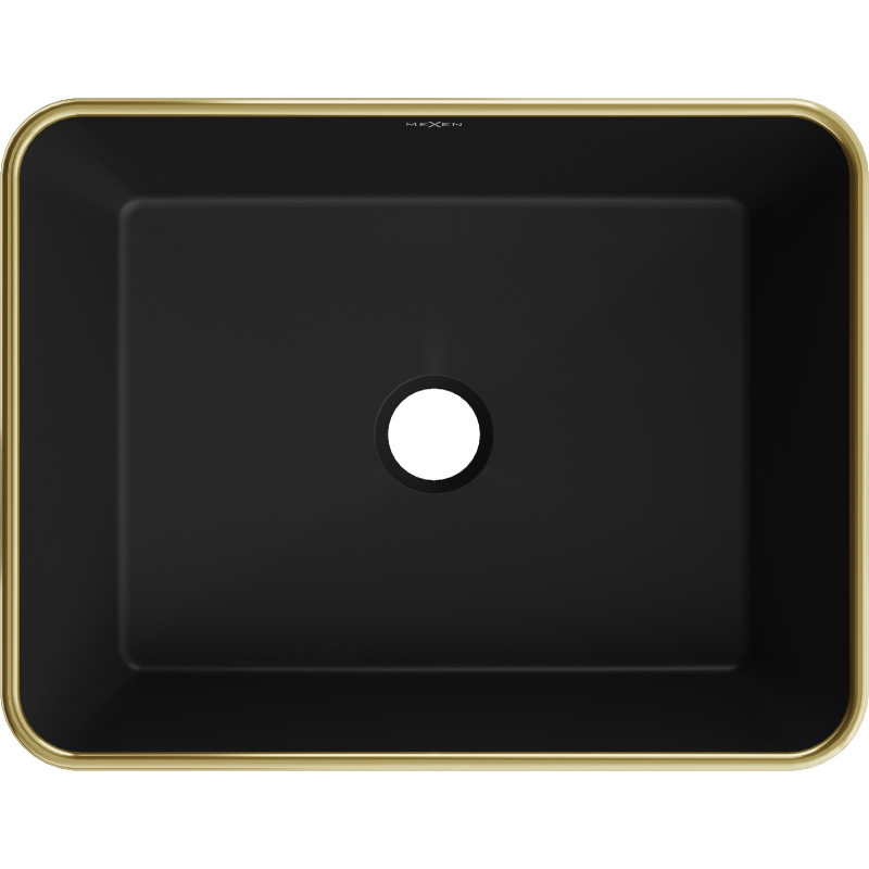 Mexen Catia lavabo sur plan 48 x 37 cm, noir mat/doré motif à carreaux - 21314879