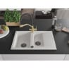 Mexen Gaspar Granitspüle 1,5-Becken mit Abtropffläche und Küchenarmatur Duo, Weiß - 6507-20-671701-57-B
