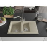 Mexen Gaspar granitische spoelbak 1,5-komors met druiprek en keukenmengkraan Duo, beige - 6507-69-671701-07