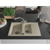 Mexen Gaspar fregadero de granito de 1,5 senos con escurridor y grifo de cocina Duo, beige - 6507-69-671701-07-B