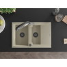 Mexen Gaspar fregadero de granito de 1,5 senos con escurridor y grifo de cocina Duo, beige - 6507-69-671701-07-B