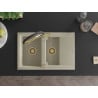 Mexen Gaspar 1.5-bowl granite sink with drainer and Duo kitchen faucet, beige - 6507-69-671701-57-G