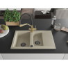 Mexen Gaspar 1,5-compartiment granieten gootsteen met afdruiprek en Duo keukenkraan, beige - 6507-69-671701-57-B