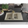 Mexen Gaspar granite kitchen sink 1.5-bowl with drainer and Duo kitchen faucet, beige - 6507-69-671701-57-B
