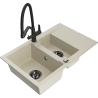 Mexen Gaspar lavello in granito a 1,5 vasca con sgocciolatoio e rubinetto da cucina Duo, beige - 6507-69-671701-70-B
