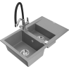 Mexen Gaspar lavello in granito 1,5 vasche con sgocciolatoio e miscelatore cucina Duo, grigio - 6507-71-671701-07