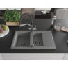 Mexen Gaspar granite sink 1.5-bowl with drainer and Duo kitchen tap, grey - 6507-71-671701-07-B