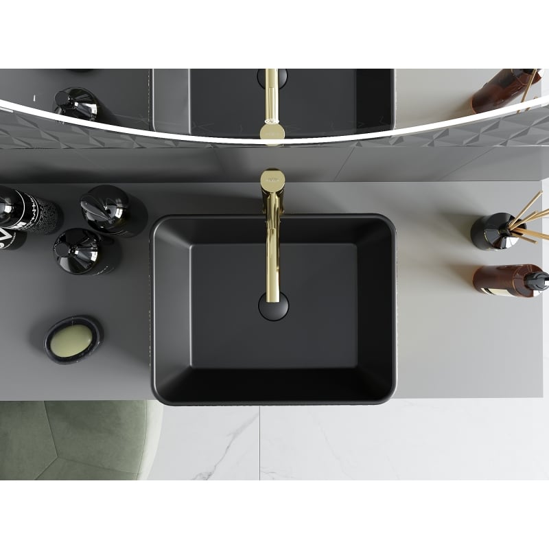 Mexen Catia lavabo à poser 48 x 37 cm, noir mat/motif écailles doré - 21314878