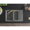 Mexen Gaspar granitische 1,5-kamer spoelbak met afdruiprek en keukenkraan Duo, grijs - 6507-71-671701-57-B