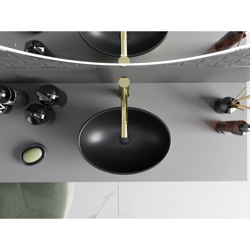 Mexen Elza countertop washbasin 40 x 33 cm, matte black/gold scale pattern - 21014028