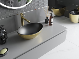 Mexen Elza lavabo da appoggio 40 x 33 cm, nero opaco/motivo squame dorato - 21014028