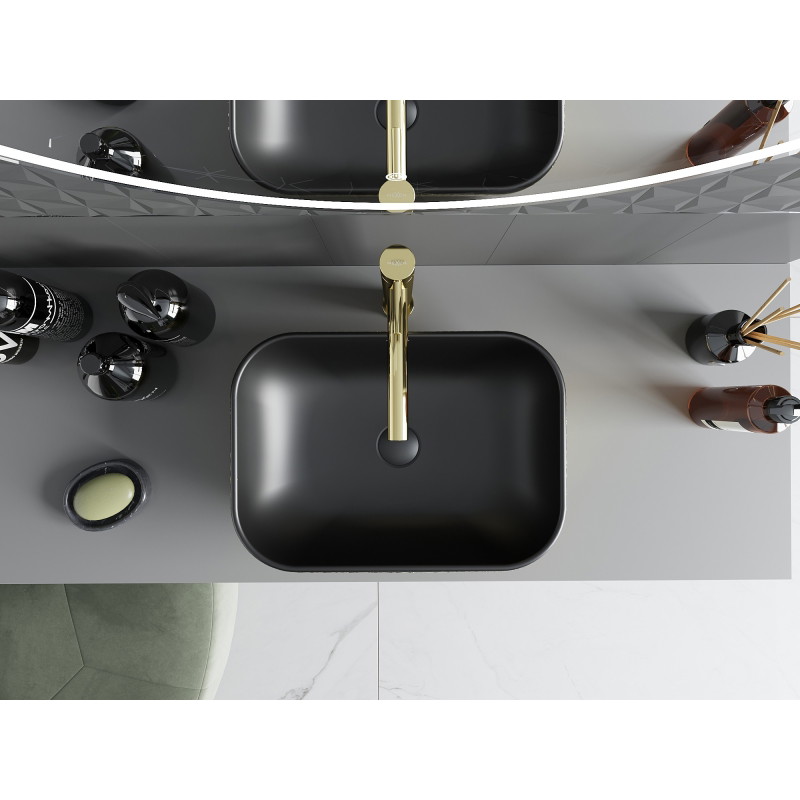 Mexen Rita countertop washbasin 45 x 32 cm, black matte/golden scale pattern - 21084578