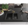 Mexen Gaspar granitni sudoper s 1,5 komora s ocjednom i kuhinjskom slavinom Duo, crno/srebrno - 6507-73-671701-57-B
