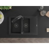 Mexen Gaspar Granitspüle 1,5-becken mit Abtropffläche und Küchenarmatur Duo, schwarz/silber - 6507-73-671701-70-B