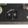 Mexen Gaspar évier en granit 1,5 bac avec égouttoir et robinet de cuisine Duo, noir/métallisé or - 6507-75-671701-07