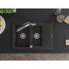 Mexen Gaspar fregadero de granito de 1,5 senos con escurridor y grifo de cocina Duo, negro/oro metálico - 6507-75-671701-07