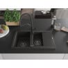 Mexen Gaspar granite sink 1.5-bowl with drainer and Duo kitchen tap, black/gold metallic - 6507-75-671701-70-B