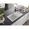 Mexen Pablo granite single-bowl sink with drainer and Duo kitchen tap, white - 6510-20-671701-02