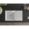 Mexen Pablo granite single-bowl sink with drainer and Duo kitchen tap, white - 6510-20-671701-02