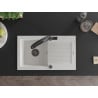 Mexen Pablo 1-bowl granite sink with drainer and Duo kitchen faucet, white - 6510-20-671701-70-B