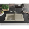 Mexen Pablo Fregadero de granito de 1 cubeta con escurridor y grifo de cocina Duo, beige - 6510-69-671701-07