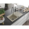 Mexen Pablo fregadero de granito de 1 cubeta con escurridor y grifo de cocina Duo, beige - 6510-69-671701-07-B