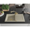 Mexen Pablo fregadero de granito de 1 cubeta con escurridor y grifo de cocina Duo, beige - 6510-69-671701-57-G