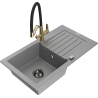 Mexen Pablo granite sink 1-bowl with drainer and Duo kitchen tap, grey - 6510-71-671701-57-B