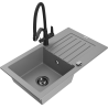 Mexen Pablo fregadero de granito de 1 compartimento con escurridor y grifo de cocina Duo, gris - 6510-71-671701-70-B