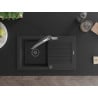 Mexen Pablo fregadero de granito de 1 seno con escurridor y grifo de cocina Duo, negro/plata metálica - 6510-73-671701-07-B