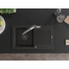 Mexen Pablo Granitspüle 1-beckig mit Abtropffläche und Küchenarmatur Duo, schwarz/gold metallic - 6510-75-671701-07-B