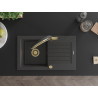 Mexen Pablo fregadero de granito de 1 seno con escurridor y grifo de cocina Duo, negro moteado - 6510-76-671701-57-G