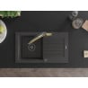 Mexen Pablo évier en granit 1 bac avec égouttoir et robinet de cuisine Duo, noir moucheté - 6510-76-671701-57-B