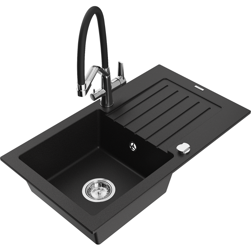 Mexen Pablo νεροχύτης γρανίτης 1-θαλάμου με στραγγιστήρα και μπαταρία