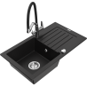Mexen Pablo granitdiskho med 1 basin med avrinning och köksblandare Duo, svart - 6510-77-671701-07