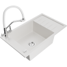 Mexen Elias fregadero de granito de 1 seno con escurridor y grifo de cocina Duo, blanco - 6511-20-671701-02