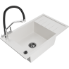 Mexen Elias fregadero de granito de 1 cubeta con escurridor y grifo de cocina Duo, blanco - 6511-20-671701-07-B
