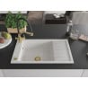 Mexen Elias granite sink 1-bowl with drainer and Duo kitchen tap, white - 6511-20-671701-57-G