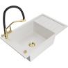 Mexen Elias fregadero de granito de 1 seno con escurridor y grifo de cocina Duo, blanco - 6511-20-671701-57-G